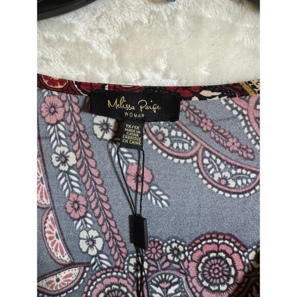 NWT Melissa Paige Medallion Hanky Hem Top 1X Flowy Festival - Picture 3 of 8